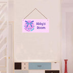 Personalized Butterfly Sign Cute Kids Cartoon Themed For Kids Room Door Decor,Custom Name Wall Decor Decorative Plate for Nursery Girls Room Boys Bedroom