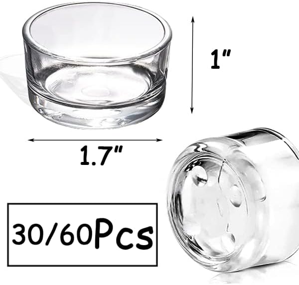 GOLDEAL 60-Pcs Tealight Candle Holders,Small Clear Glass,Tealight Holders Bulk Use for Weddings Parties Dinner,for 1.5" Tealight. Candle Mould