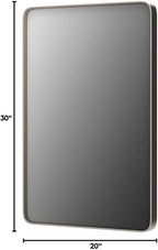 20x30 Inch Brushed Nickel Bathroom Mirror, Brushed Silver Metal Framed Wall Mirror, Rounded Corner Rectangle Modern Vanity Mirror, Tempered Glass, Anti-Rust, Shatterproof (Horizontal/Vertical)