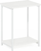 Furinno Simplistic Side Table, 2-Tier Metal Frame End Table with Open Shelf, Night Stand, Bedside Table, for Living Room, Bedroom, White