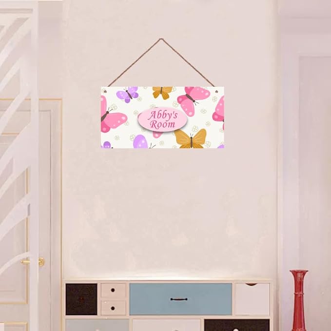 Personalized Butterfly Sign Wall Decor For Girls Room Kids Room Colorful Decoration Nursery Decor Party Decorations For Little Man Cave Flowers Theme Wall Art Decor For Boys Room