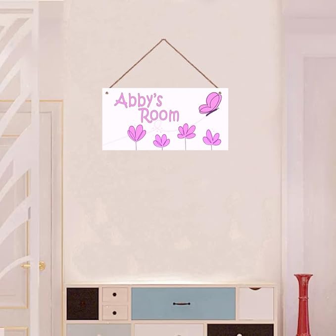 Personalized Pink Butterfly Sign Vintage Signs Retro Wall Art Decoration Exquisite Decorative Signs Custom Name Kids Room Flowers Wall Art Decor Nursery Decor For Kids Bedroom