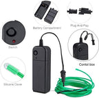MaxLax EL Wire Green, 2M Portable Battery Pack Neon Light Strip 360° Cuttable Glowing Rope Lights for Parties, Halloween, DIY Decoration