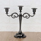 Black Candelabra Candle Holders for Pillar Candles 10.6 inch Tall, 5 Candle Candlestick Holder for 1/2-1 inch Taper Candles Halloween Candelabra Decoration Easy Assembly (Black Glossy-3 Arm)