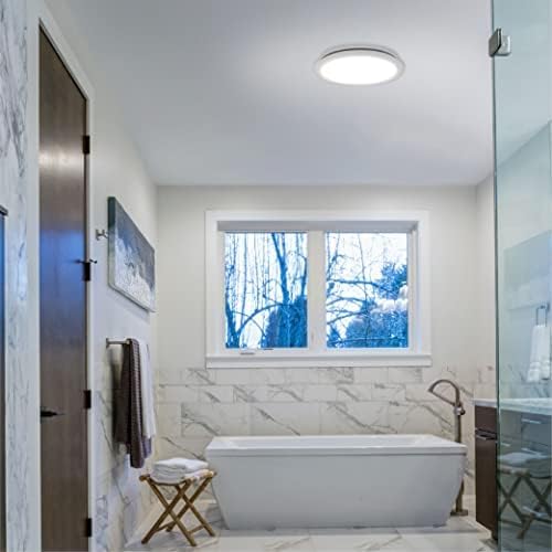 Homewerks 7141-50 Bathroom Fan Integrated LED Light Ceiling Mount Exhaust Ventilation 0.7 Sones 50 CFM, White