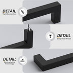 goldenwarm 150 Pack 18 Inch Black Cabinet Handles Matte Black Drawer Pulls Stainless Steel Cabinets Hardware Square Bar Modern for Kitchen Bathroom Cupboard