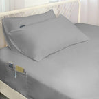 Deep Pocket Twin Sheets Set for Kids Air Mattress - Extra Deep Pocket Twin Sheet Sets - 3Pcs Side Storage Pocket Fitted Sheet & Pillowcases Easily Fits 16in to 24in Pillow Top Bed Mattress(Grey)