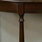 Decor Therapy Simplify Half Round Accent Table, Walnut, 28.25w 11.8d 28.25h