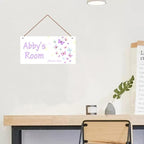 Personalized Colorful Butterfly Sign Plate Custom Name Door Sign For Girls Room Plaque Hanging Sign Flower Floral Background for Business Needs Wedding Gift Home Decor