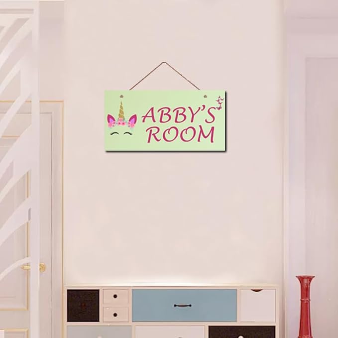 Personalized Signs Unicorn Sign, Custom Name Signs for Kids Room, Unicorn Rainbow Wall Decor for Girls Bedroom, Birthday Party, Bathroom, Playroom