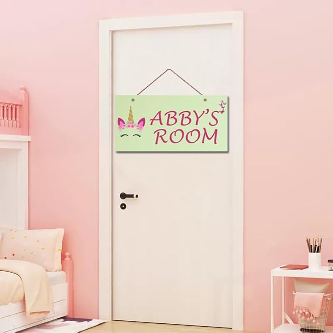 Personalized Signs Unicorn Sign, Custom Name Signs for Kids Room, Unicorn Rainbow Wall Decor for Girls Bedroom, Birthday Party, Bathroom, Playroom