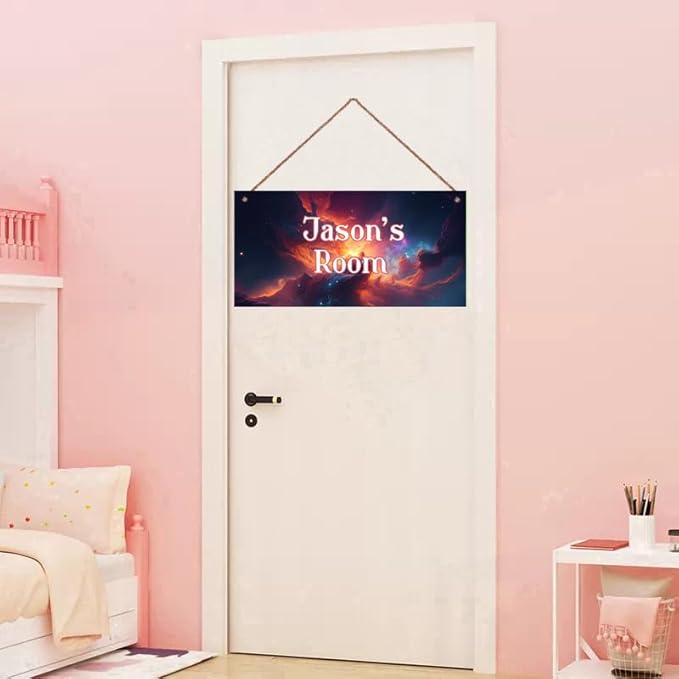 Personalized Universe Nebula Themed Sign For Kids Room Stars Nursery Door Decor,Custom Name Outer Space Wall Art Decor Decorative Plate for Boys Bedroom Girls Room Little Man Cave