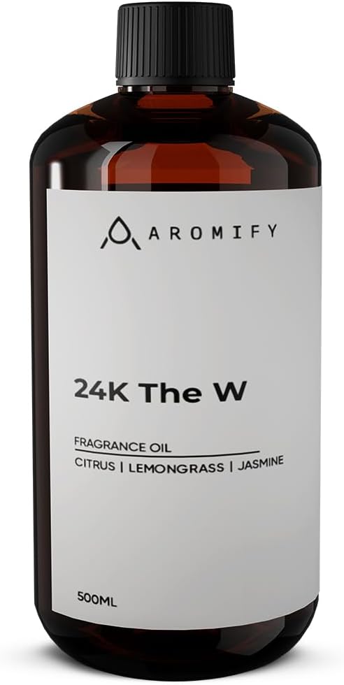 24K The W Diffuser Oil, 16.9 FL Oz 500 mL, Luxury Hotel Scent for Home, Bathroom, Spa & Office, Natural Essential Oil, Citrus & Lemongrass.