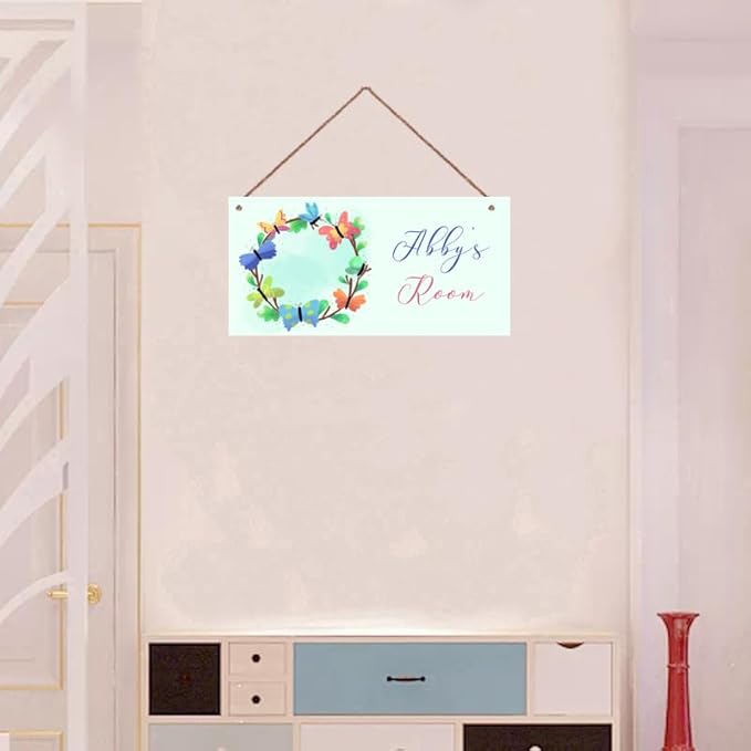 Personalized Sign Butterfly Sign For Girls Room Farmhouse Decor Butterflies Wall Art Home Decor For Kids Room,Custom Name Door Art Decor Decorative Plate for Boys Bedroom