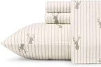Eddie Bauer - Queen Sheets, Cotton Flannel Bedding Set, Brushed For Extra Softness, Cozy Home Decor (Deer Lodge, Queen)