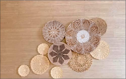 Chaumiere Scandinavian Rattan Wall Decor Boho gift - Hanging Woven wall basket wall decor set - Wicker Wall Decor Home Decor - Woven Wall Hanging Boho Basket