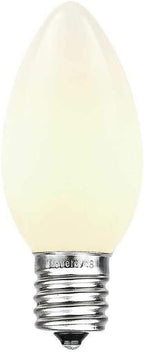 25 Foot C9 White Ceramic Christmas String Light Set - Outdoor Roofline Light String - Opaque Bulbs - Green Wire
