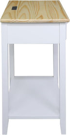 Casual Home Owl Night Stand with USB Port Charging Station and Drawer, 17.5" W x 14.25" D x 24.5" H, Natural White