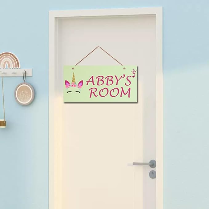 Personalized Signs Unicorn Sign, Custom Name Signs for Kids Room, Unicorn Rainbow Wall Decor for Girls Bedroom, Birthday Party, Bathroom, Playroom