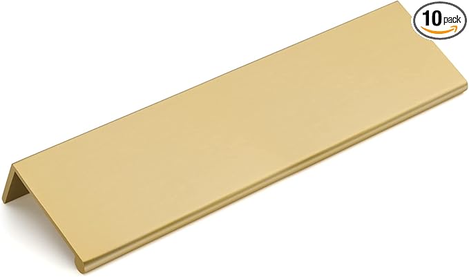 goldenwarm 10 Pack Gold Finger Edge Pulls Drawer Finger Pulls Champagne Gold Kitchen Hardware Handles Bedroom Dresser Drawers,5in Hole Center