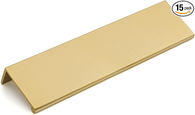 goldenwarm 15 Pack Gold Finger Edge Pulls Drawer Finger Pulls Champagne Gold Kitchen Hardware Handles Bedroom Dresser Drawers,5in Hole Center