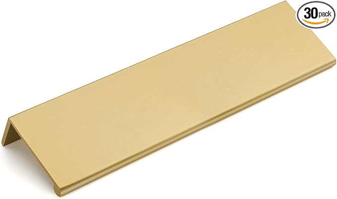 goldenwarm 30 Pack Gold Finger Edge Pulls Drawer Finger Pulls Champagne Gold Kitchen Hardware Handles Bedroom Dresser Drawers,5in Hole Center