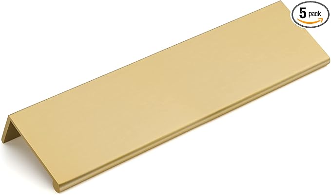 goldenwarm 5 Pack Gold Finger Edge Pulls Drawer Finger Pulls Champagne Gold Kitchen Hardware Handles Bedroom Dresser Drawers,5in Hole Center
