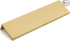goldenwarm 5 Pack Gold Finger Edge Pulls Drawer Finger Pulls Champagne Gold Kitchen Hardware Handles Bedroom Dresser Drawers,5in Hole Center