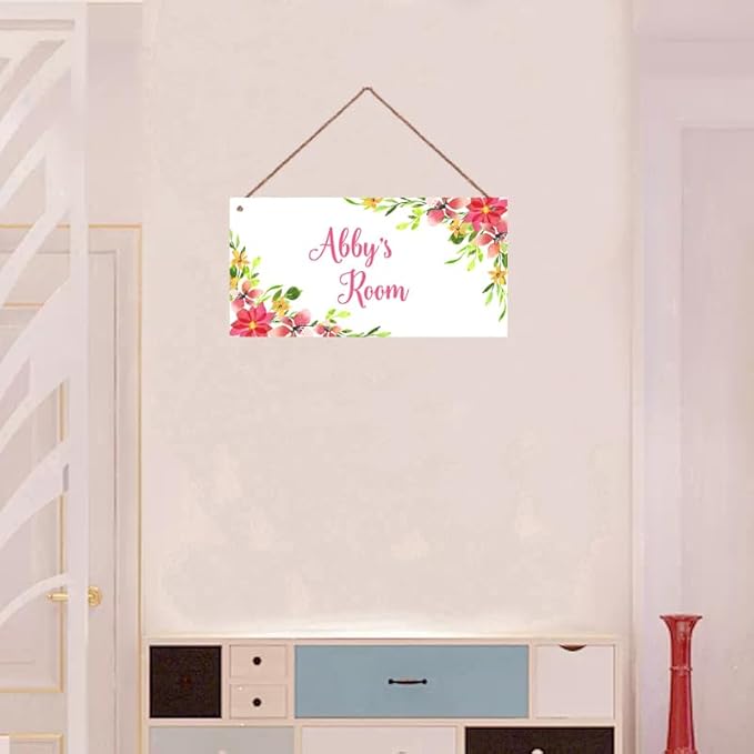 Personalized Signs Flowers Sign Wall Art Decoration Exquisite Decorative Signs Custom Name for Kids Room Wall Art Decor Outer Space Themed Nursery Decor For Girls Bedroom