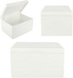 Large White Wooden Box Storage with Hinged Lid | 15.8 x 11.8 x 9.44 inches (+-0.5) | Gift Box for Tool Dog Toy Shoes Clothes Kitchen Storage Document | Wood Keepsake Chest
