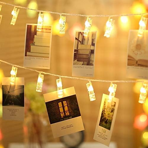 50 LED Photo Clip Fairy Lights LED Twinkle Lights Starry Lights for Home Bedroom Halloween Thanksgiving Christmas Party Wedding Decor - Warm White