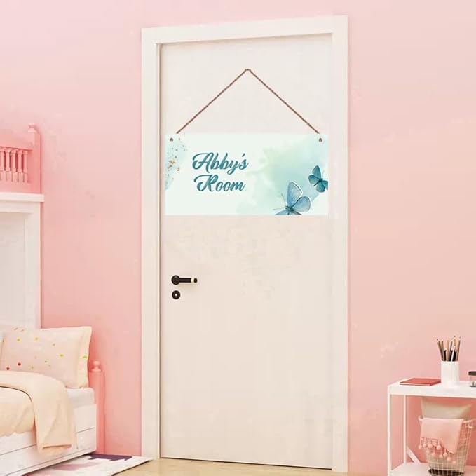 Personalized Sign Butterfly Sign Wall Art Décor For Kids Room Custom Name Door Art Décor For Little Man Cave, Floral Nursery Art Plate For Girls Room Boys Bedroom