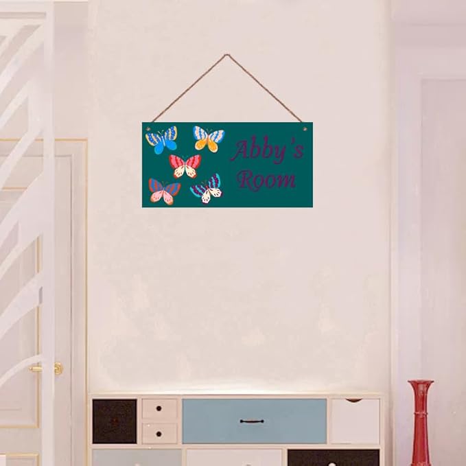 Personalized Sign Fantasy Butterfly Themed For Girls Room Nursery Door Decor,Custom Name Wall Art Decor for Kids Room Decorative Plate for Boys Bedroom