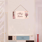 Personalized Name Sign Girl and Flowers Decor For Girls Room Baby Nursery Kids Bedroom Wood Plaque Hanging Wall Art Decor For Boys Room