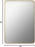 VooBang Bathroom Mirror 24x32 inch, Gold Gorgeous Deep Frame Wall Mirror, Modern Round Corner Bathroom Vanity Mirror for Bedroom, Living Room, Hanging or Leaning Horizontal or Vertical, Gold
