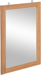vidaXL Wall Mounted Mirror Made of Solid Teak, Scandinavian Style, Ideal for Bathroom/Dressing Room/Hallway, Brown, Rectangular, 19.7"x27.6", Comes with Hanging Hooks and Mounting Accessories