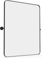28" x 36" Pivot Rectangle Bathroom Mirror Tilting Beveled Black Metal Framed Vanity Mirrors for Wall, Tempered Glass
