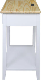 Casual Home Owl Night Stand with USB Port Charging Station and Drawer, 17.5" W x 14.25" D x 24.5" H, Natural White