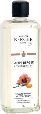 MAISON BERGER Velvet of Orient Refill – 1L Lampe Berger Fragrance Oil for Diffuser – Home Air Freshener – Exotic Oriental Scent with Coffee Flower, Vanilla & Amber