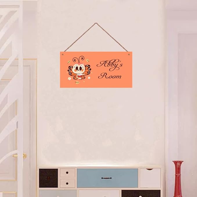 Personalized Signs Cute Butterfly Sign For Kids Room Custom Name Door Wall Art Decor Little Man Cave Floral Nursery Cartton Art Plate For Boys Room Girls Bedroom