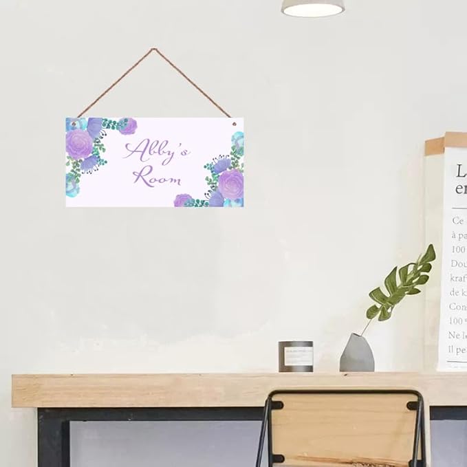 Personalized Sign Flowers Themed Bedroom Decor Lovely Sign Wall Decor for Kids Room Nursery Wall Decorations Stuff For Girls Room Little Man Cave Boys Bedroom