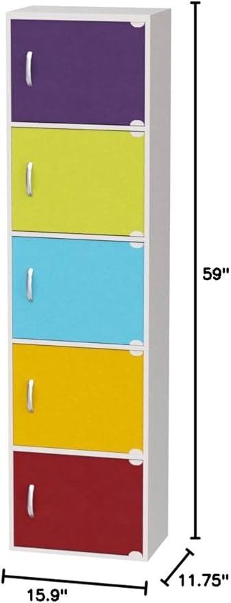 HODEDAH IMPORT Bookcase, Rainbow, 5 Door