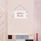Personalized Name's Room Door Sign Butterfly and Flowers Nursery Kid's Children's Girls Bedroom Decor Wood Door Plaque Sign