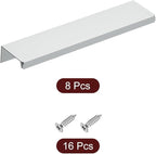uxcell Cabinet Finger Edge Pull, 8pcs 150mm / 5.91" Aluminum Alloy Back Mount Hidden Cabinet Pulls Concealed Handle for Home Kitchen Drawer Cabinet, Silver