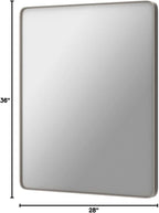 28x36 Inch Brushed Nickel Bathroom Mirror, Brushed Silver Metal Framed Wall Mirror, Rounded Rectangle Bathroom Vanity Mirror, Anti-Rust, Shatterproof (Horizontal/Vertical)