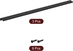 uxcell Cabinet Finger Edge Pull, 3pcs 600mm/23.62 Aluminum Alloy Back Mount Hidden Cabinet Pulls Concealed Handle for Home Kitchen Drawer Cabinet, Black