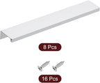 uxcell Cabinet Finger Edge Pull, 8pcs 200mm / 7.87" Aluminum Alloy Back Mount Hidden Cabinet Pulls Concealed Handle for Home Kitchen Drawer Cabinet, Silver