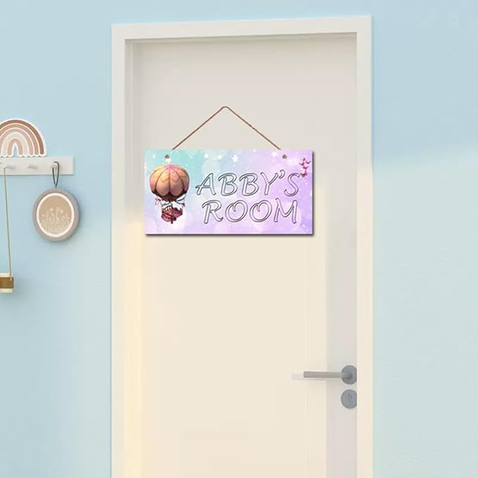 Personalized Signs Fire Balloon Sign, Custom Name Signs for Girls Room Dream Wall Decor, Lovely Quirky And Unique Unicorn Wall Décor for Kids Bedroom, Birthday Party, Bathroom, Playroom