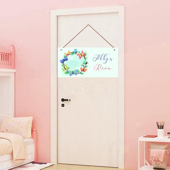Personalized Sign Butterfly Sign For Girls Room Farmhouse Decor Butterflies Wall Art Home Decor For Kids Room,Custom Name Door Art Decor Decorative Plate for Boys Bedroom