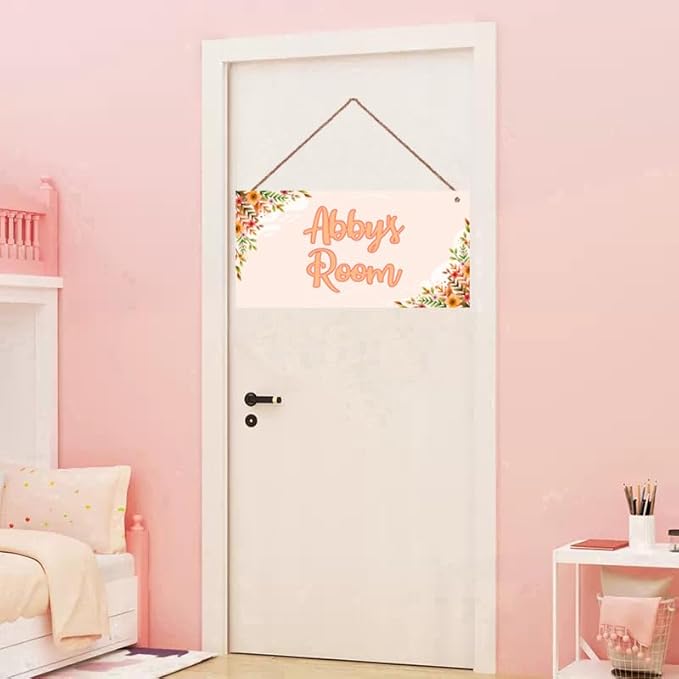 Personalized Flowers Sign Door Décor For Kids Room Custom Name Little Man Cave Wall Art Decor, Stars Floral Nursery Beautiful Art Plate For Girls Room Boys Bedroom